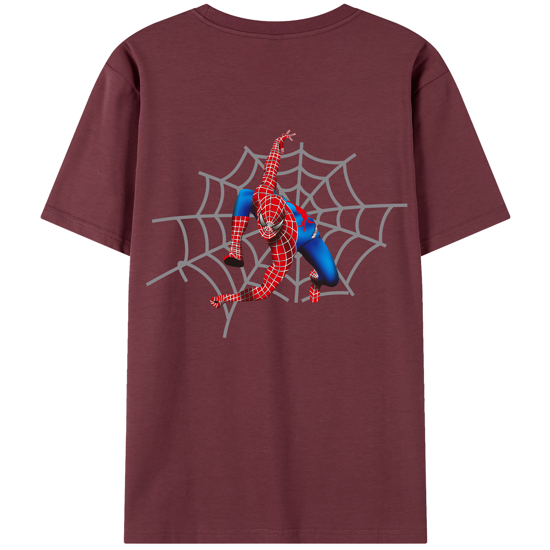 （画像用） Spider Man スパイダーマン 綿100％半袖Tシャツ（背面プリント）
